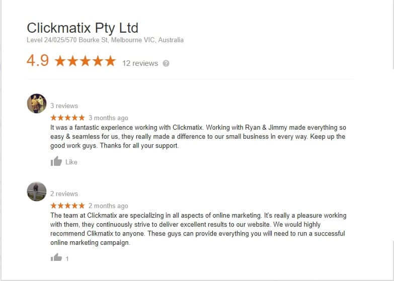 Client Review on Clickmatix 4.9/5