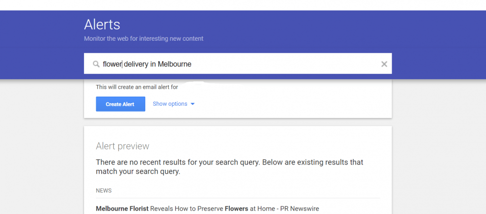 Google alerts account setup