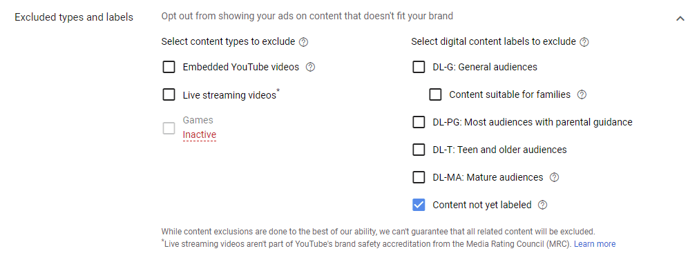 Excluded Types and Labels