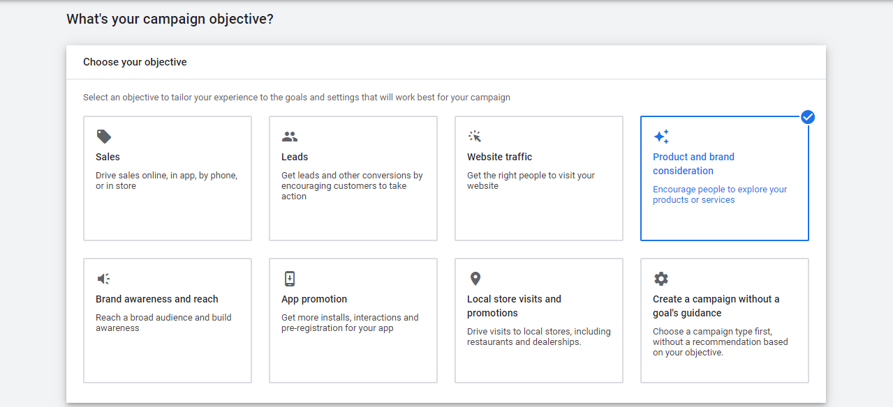 Goal And campaign type