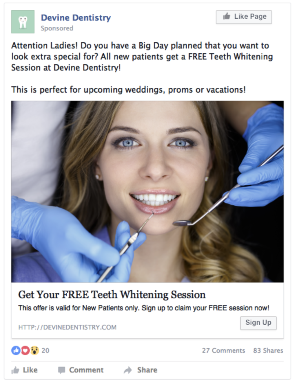 Dental Facebooks ads