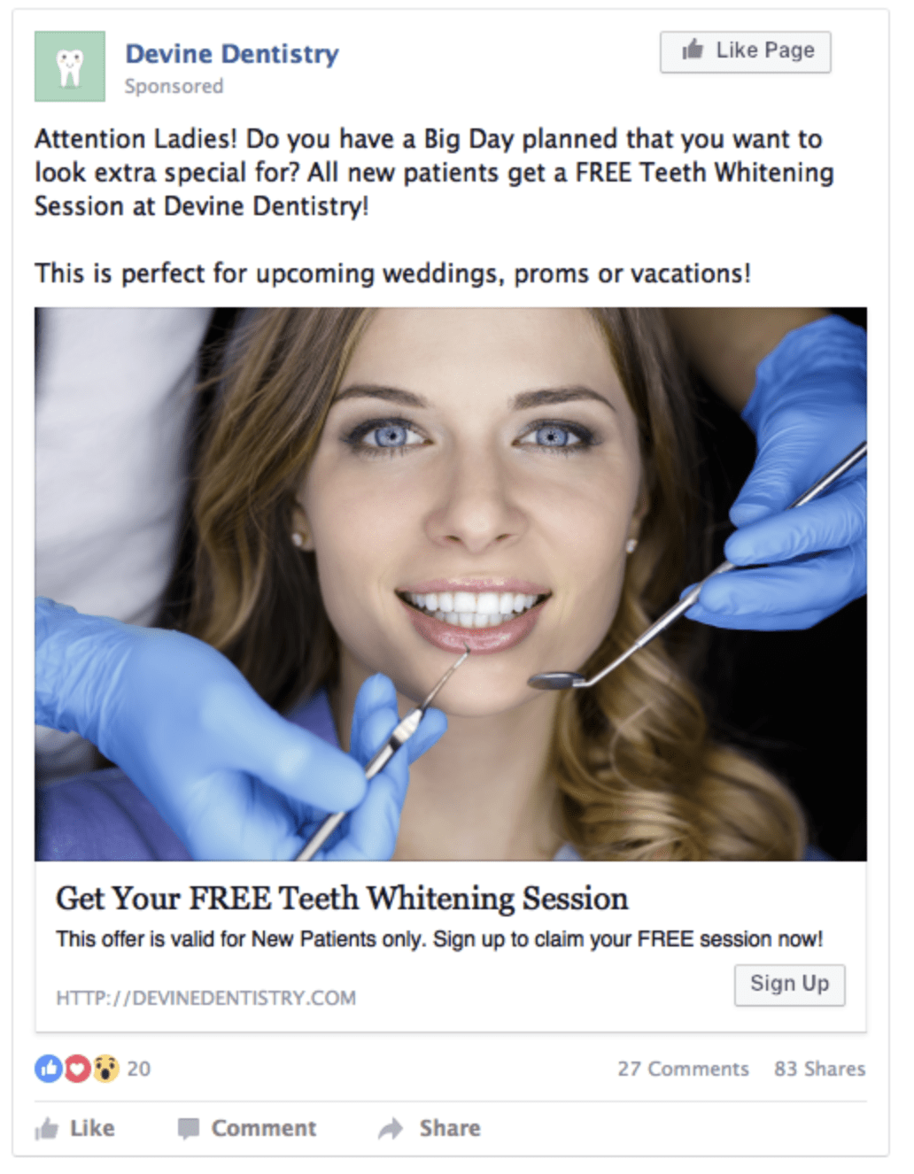 Dental Facebooks ads