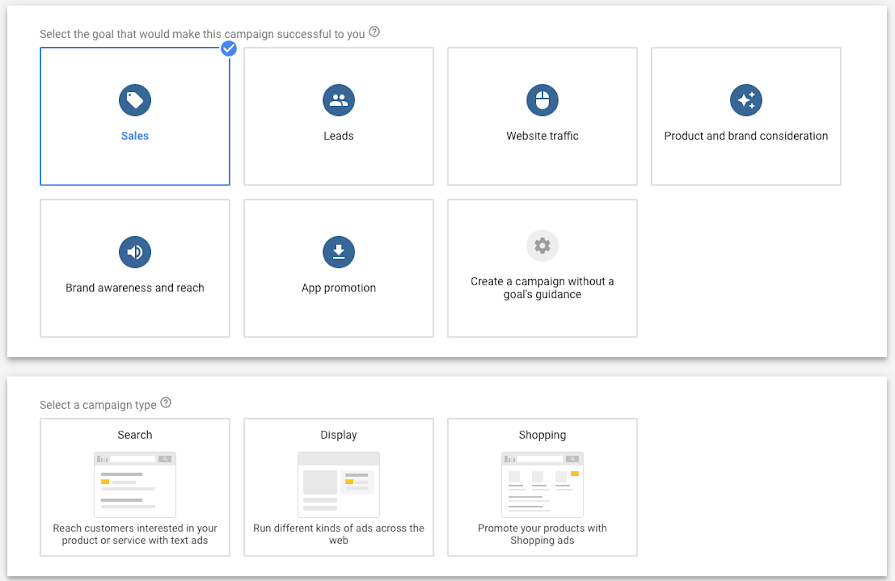Google ads advertising goal 2