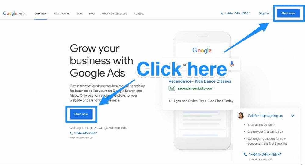Create Google ads account