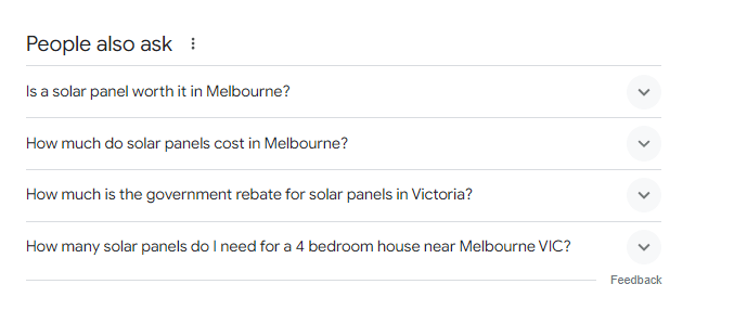 Schema markup questions example for solar panels